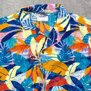 Old Navy Men's Medium Button‎ Down Shirt Short Sleeve Tropical Crazy Multi FL